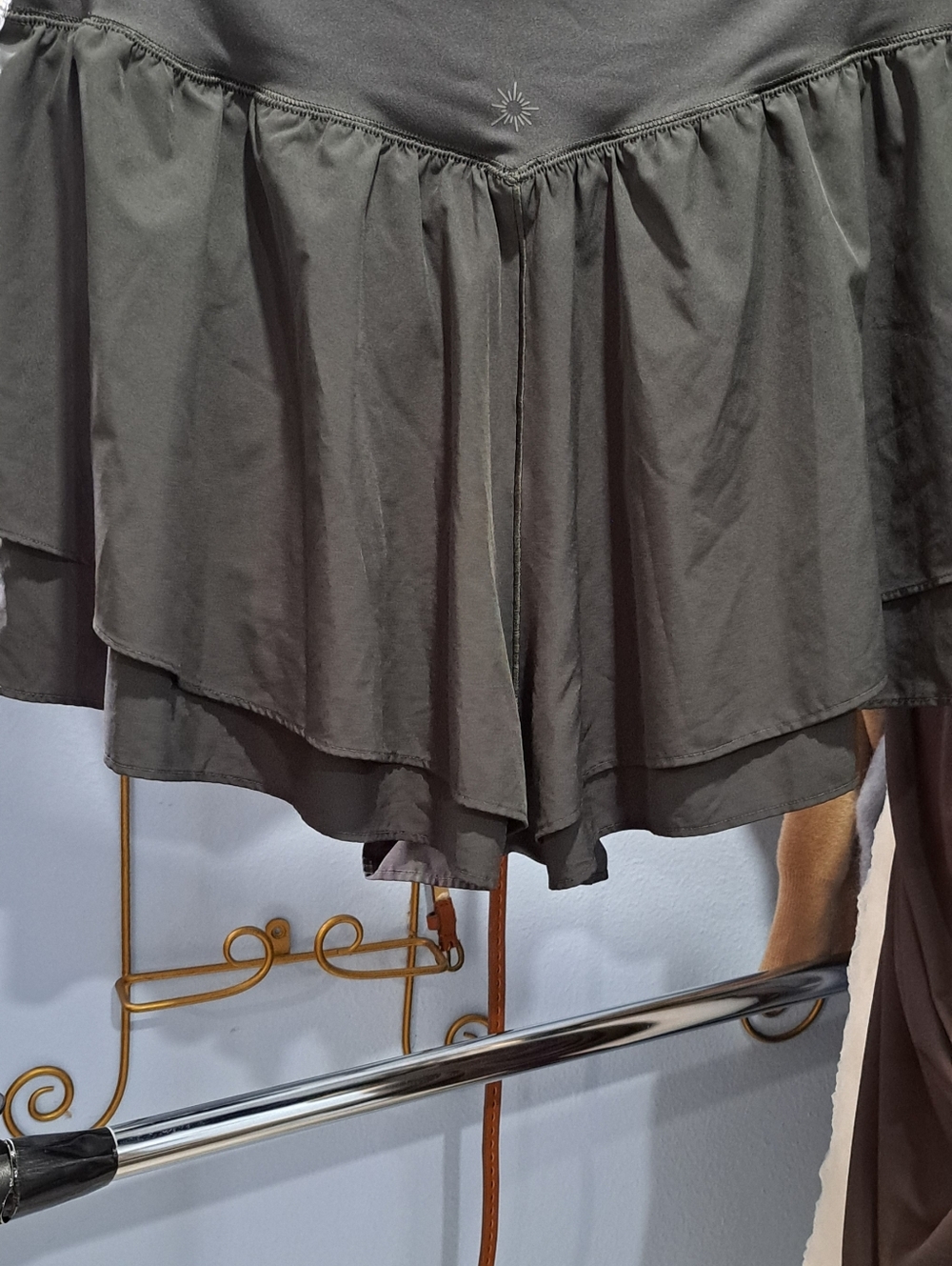 Women’s Olive Green Layered Flounce Skirt